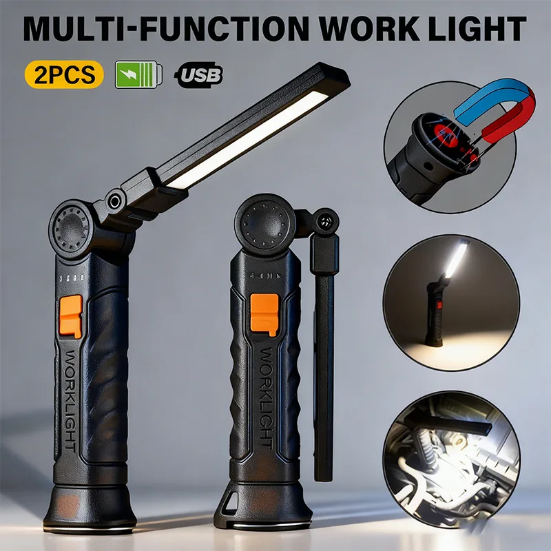 Outdoor Lighting Guide - Portable COB LED Flashlight USB Rechargeable