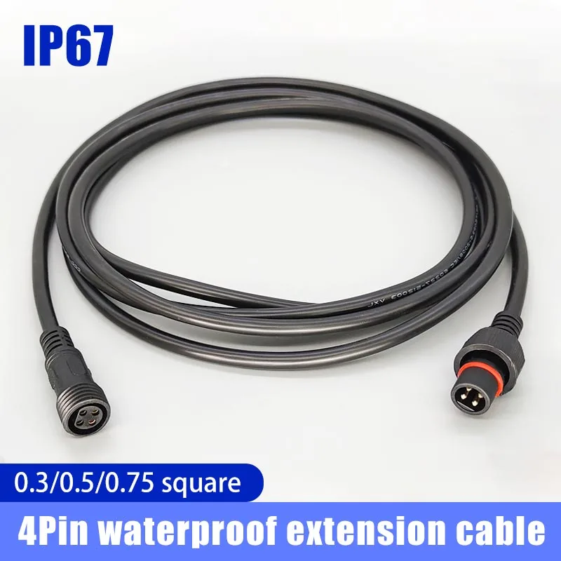 Outdoor Lighting Extension Cable - Male Famale Plug Cable 4Pin Waterproof