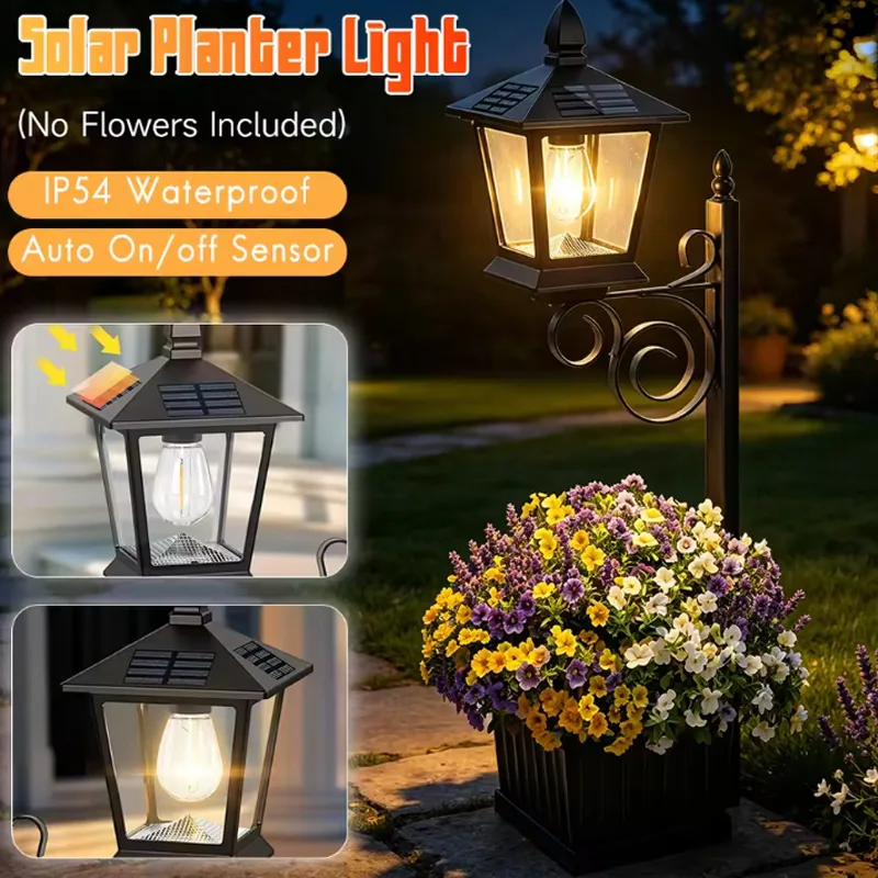 Outdoor Lighting For Garden - 2-in-1 Solar Garden Planter Lamp Warm