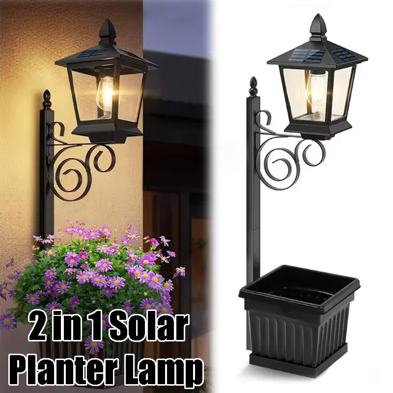 Outdoor Lighting For Garden - Solar Powered 2-in-1 Flower Pot Light