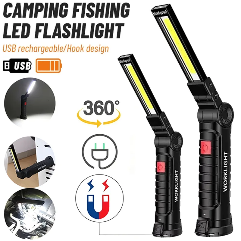 Outdoor Lighting Guide - LED COB Flashlight USB Rechargeable Torch