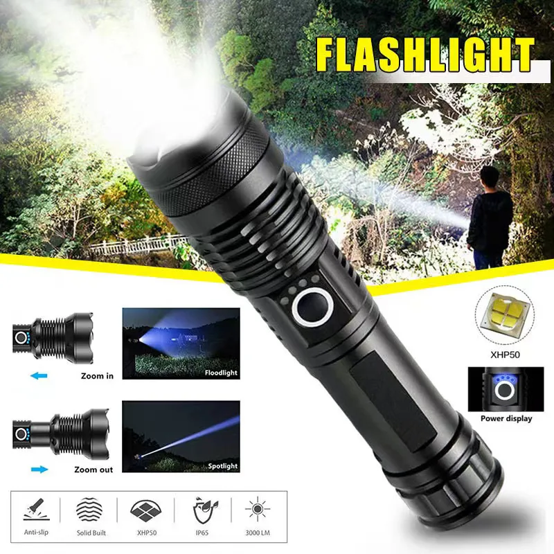 Outdoor Lighting Guide - High Power XHP70 Led Flashlight USB-C