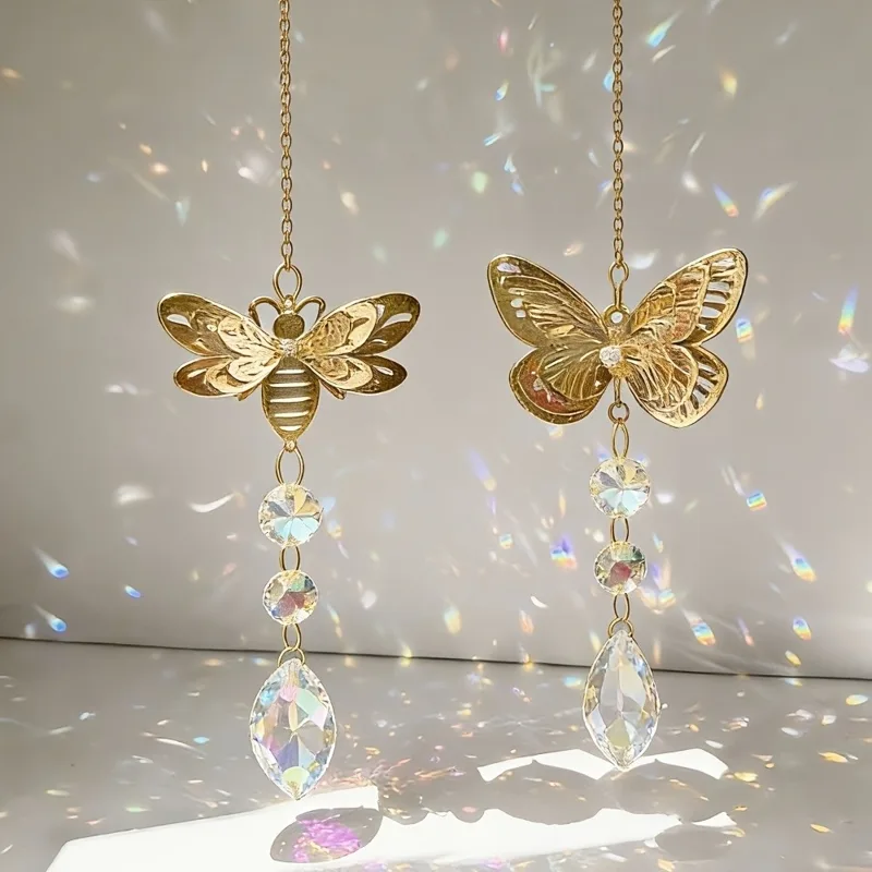 Outdoor Lighting Collections - Crafts Crystal Butterfly Wind Chimes Colorful