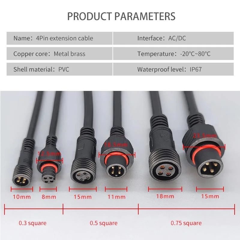 Male Famale Plug Cable 4Pin Wa - Outdoor Lighting Extension Cable recension och pris