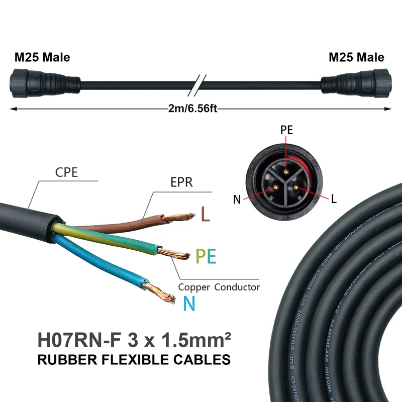 M25 AC Cable 2M for WVC 600/70 - Outdoor Lighting Extension Cable recension och pris