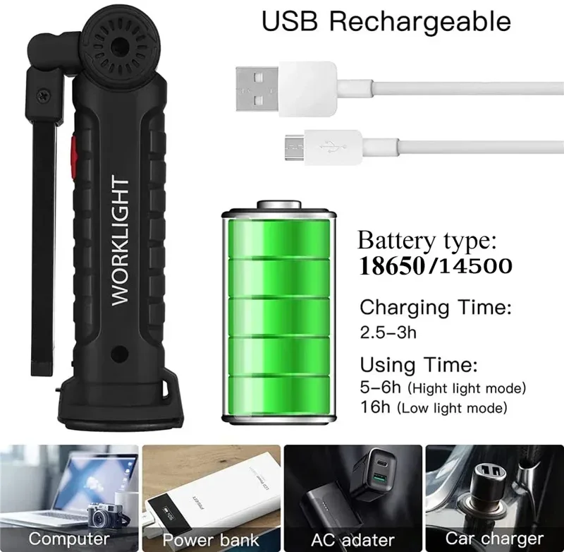 LED COB Flashlight USB Recharg - Outdoor Lighting Guide recension och pris