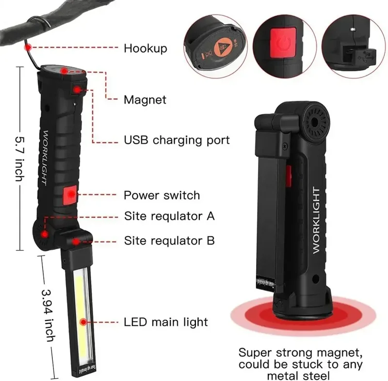LED COB Flashlight USB Recharg - Outdoor Lighting Guide recension och pris